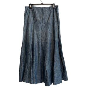 Level‎ 99 Maxi Skirt Blue Denim Fit-Flared/Mermaid Paneled Size 28 Side Zip